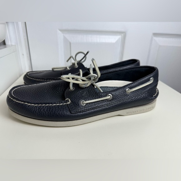 Sperry Top-Sider Men's Navy Leather Boat Shoes Size 9.5W Classic Deck Shoes - Picture 9 of 13